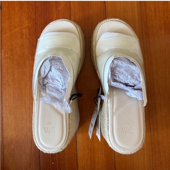 Zara Women's Cream Espadrille Slides - Picture 1 of 3